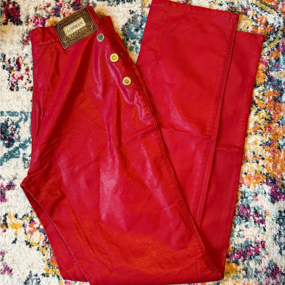 Lawman Red Leather Pants